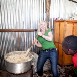 Michelle stirring ugali-this is every bit as hard as it looks!